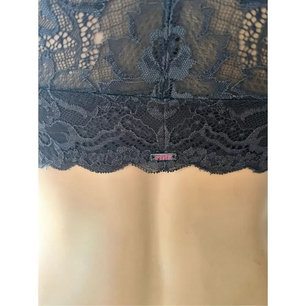 PINK VS Gray Lace Front Hook Racerback Bra sz. 32DD EUC - Picture 5 of 7